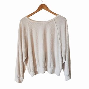 Project Social T Cream Ribbed Sweater Minimalist Cozy Neutral, Size M